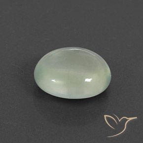 Prehnite Verde grisáceo natural de 3.34 ct, Ovalada, Transparente