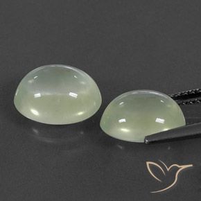 Gemas de Prehnite Olive Green  natural de 6.09 ct, Ovalada, Transparente