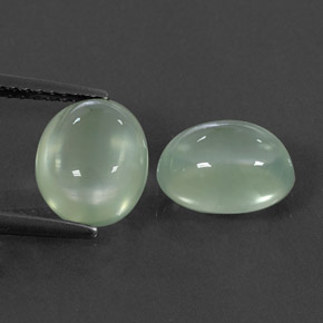 Gemas de prehnita verde natural de 4,71 ct, corte óvalo, transparente