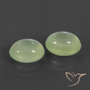 Gemas de Prehnite Pale Pear Green  natural de 5.16 ct, Ovalada, Transparente / Translúcido