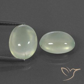 6.97ctw Natural Verde grisáceo Prehnite, Ovalada, Transparente / Translúcido
