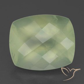 Prehnita verde natural de 5,58 ct, corte cojín, translúcido