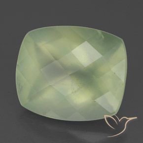 Prehnita verde natural de 5,58 ct, corte cojín, translúcido