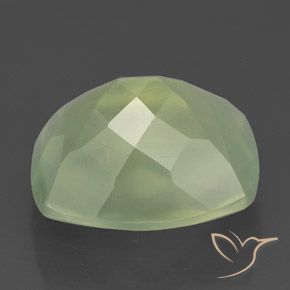 Prehnita verde natural de 5,58 ct, corte cojín, translúcido