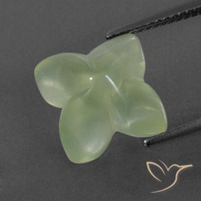 Prehnite Pale Green  natural de 6.89 ct, Corte Flor, Transparente / Translúcido