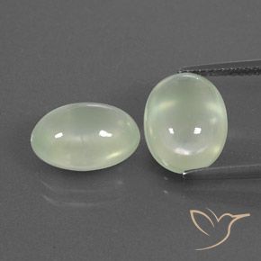 7.47ctw Natural Verde grisáceo Prehnite, Ovalada, Transparente