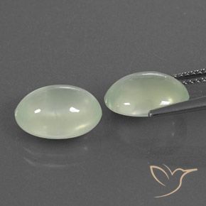 Gemas de Prehnite Verde grisáceo natural de 7.47 ct, Ovalada, Transparente