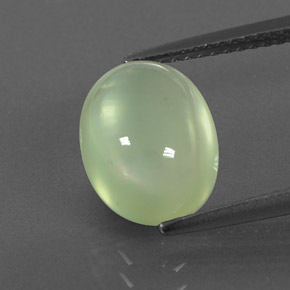 Prehnita verde natural de 3,91 ct, corte óvalo, transparente