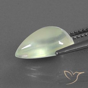 Prehnite Verde pera pálido natural de 3.36 ct, En forma de pera, Transparente