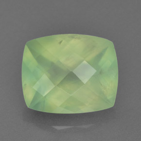 Prehnita verde natural de 5,31 ct, corte cojín, translúcido