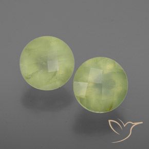 Gemas de Prehnite Verde terroso natural de 3.63 ct, Redondo, Transparente / Translúcido