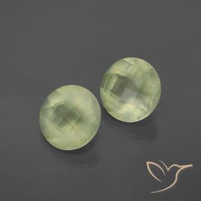 Gemas de Prehnite Verde grisáceo natural de 3.61 ct, Redondo, Transparente / Translúcido
