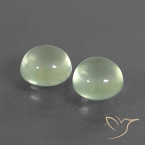 Gemas de Prehnite Verde pera pálido natural de 4.36 ct, Redondo, Transparente