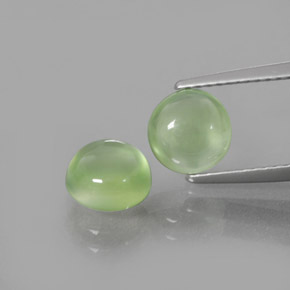Gemas de prehnita verde natural de 2,97 ct, corte redondo, transparente