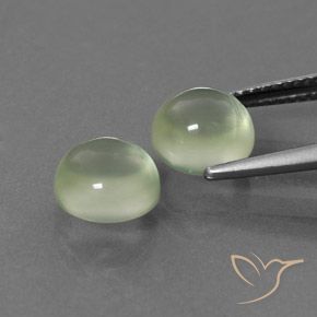Gemas de Prehnite Verde pálido natural de 5.09 ct, Redondo, Transparente