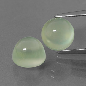 Gemas de prehnita verde natural de 5,17 ct, corte redondo, transparente