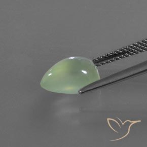 Prehnite Verde amarillento pálido natural de 2.80 ct, En forma de pera, Transparente