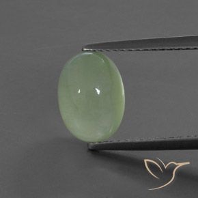 3.89ct Natural Verde lima pálido Prehnite, Ovalada, Transparente / Translúcido