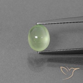 1.33ct Natural Verde amarillo Prehnite, Ovalada, Transparente / Translúcido
