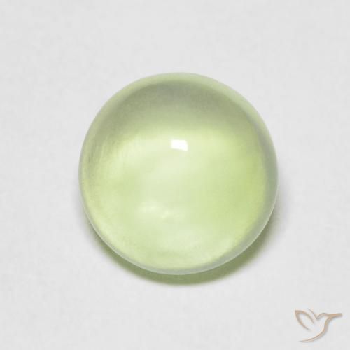 1.50ct Natural Verde pera pálido Prehnite, Redondo, Transparente