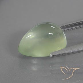 Prehnite Verde claro natural de 2.95 ct, En forma de pera, Transparente / Translúcido