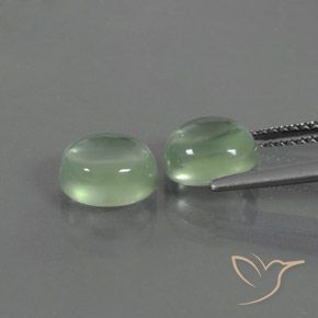 Gemas de Prehnite Verde claro natural de 4.03 ct, Ovalada, Transparente