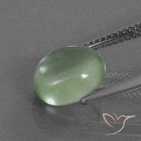 Prehnite Verde pera claro natural de 3.17 ct, Ovalada, Transparente