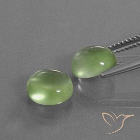 Gemas de Prehnite Verde amarillento natural de 5.02 ct, Ovalada, Transparente