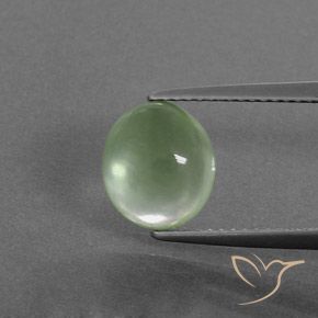 3.19ct Natural Verde amarillo claro Prehnite, Ovalada, Transparente