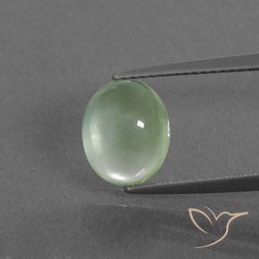 3.22ct Natural Verde amarillo claro Prehnite, Ovalada, Transparente