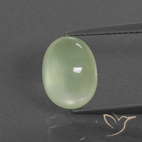 4.00ct Natural Verde pera pálido Prehnite, Ovalada, Transparente / Translúcido