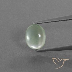 1.61ct Natural Verde amarillento pálido Prehnite, Ovalada, Transparente