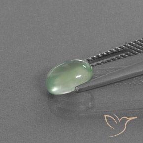 Prehnite Verde amarillento pálido natural de 1.61 ct, Ovalada, Transparente