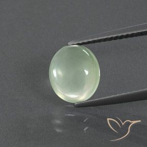 2.18ct Natural Verde amarillento pálido Prehnite, Ovalada, Transparente