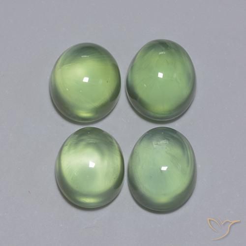 6.16ctw Natural Verde amarillo Prehnite, Ovalada, Transparente