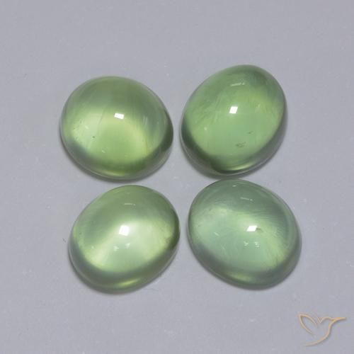 Gemas de Prehnite Verde amarillo natural de 6.16 ct, Ovalada, Transparente