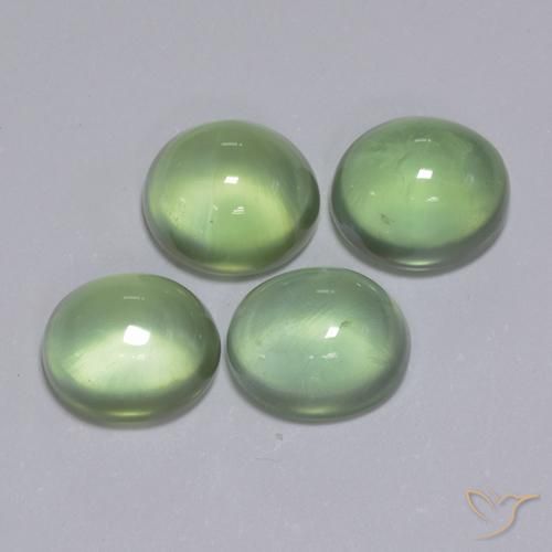 Gemas de Prehnite Verde amarillo natural de 6.16 ct, Ovalada, Transparente