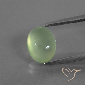 3.45ct Natural Verde pera pálido Prehnite, Ovalada, Transparente / Translúcido