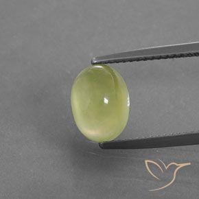 3.39ct Natural Amarillo claro Prehnite, Ovalada, Transparente / Translúcido