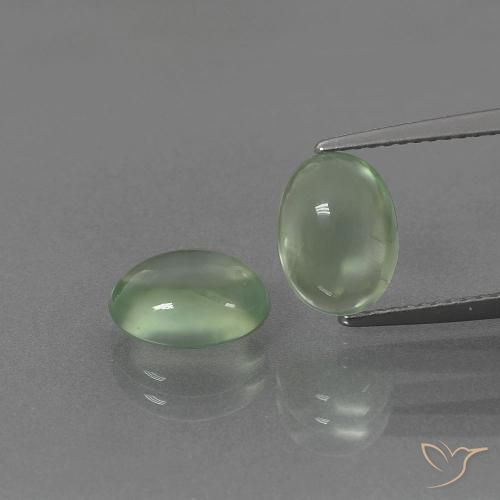 4.18ctw Natural Verde medio Prehnite, Ovalada, Transparente