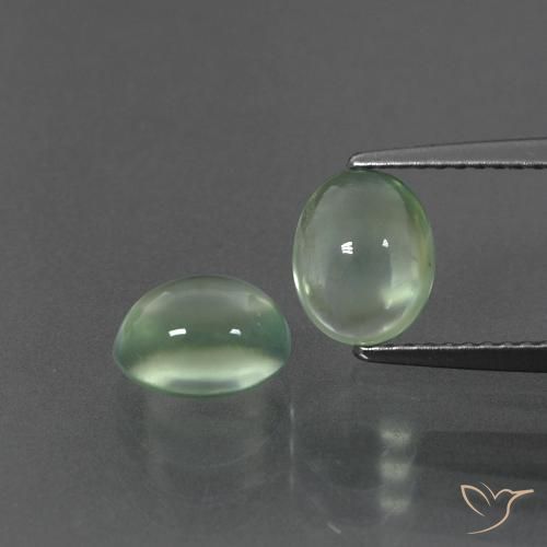 3.26ctw Natural Verde amarillento Prehnite, Ovalada, Transparente