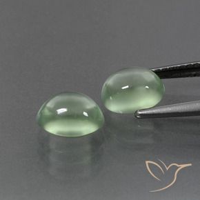 Gemas de Prehnite Verde claro natural de 3.47 ct, Ovalada, Transparente