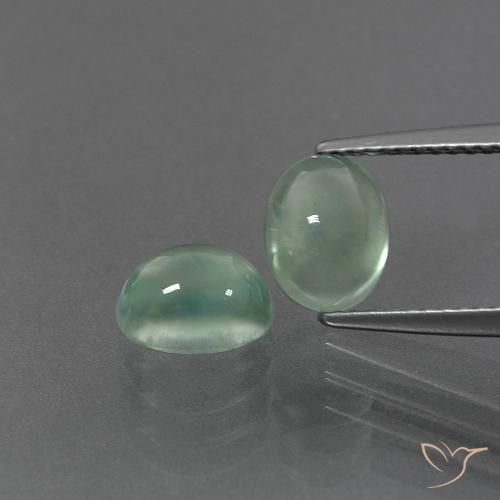 3.18ctw Natural Verde menta claro Prehnite, Ovalada, Transparente