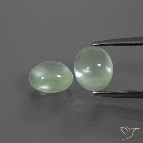 2.65ctw Natural Verde amarillento pálido Prehnite, Ovalada, Transparente