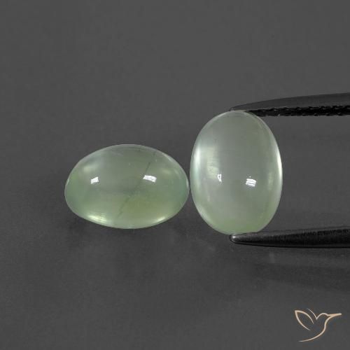 4.12ctw Natural Verde amarillento pálido Prehnite, Ovalada, Transparente