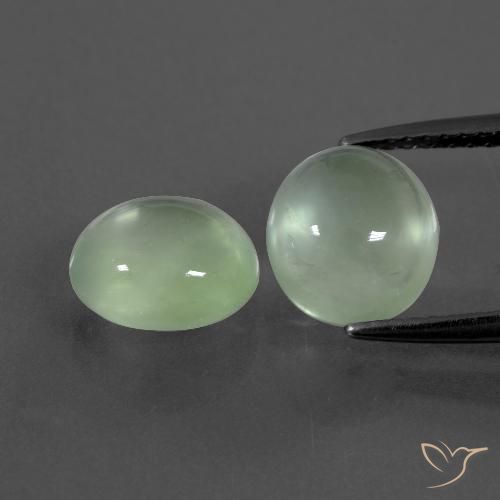 4.58ctw Natural Verde amarillento pálido Prehnite, Ovalada, Transparente