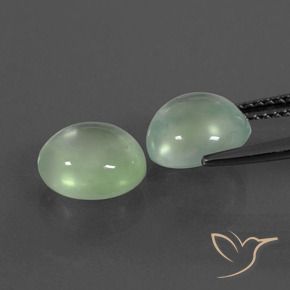 Gemas de Prehnite Verde amarillento pálido natural de 4.58 ct, Ovalada, Transparente