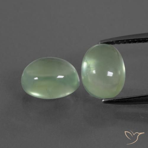 4.86ctw Natural Verde pera claro Prehnite, Ovalada, Transparente
