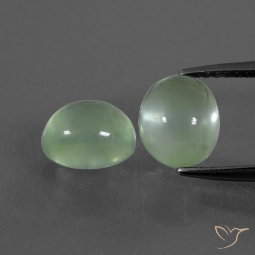 3.97ctw Natural Verde muy claro Prehnite, Ovalada, Transparente