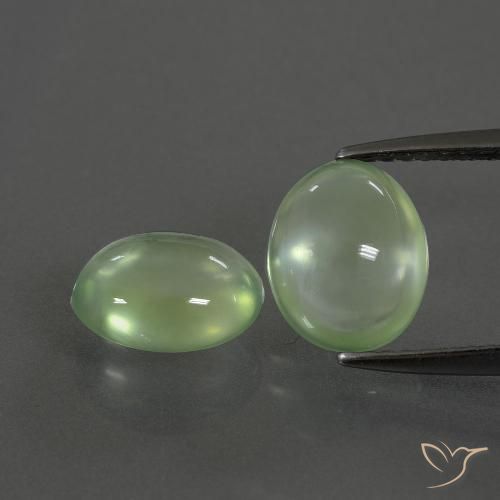3.94ctw Natural Verde medio Prehnite, Ovalada, Transparente